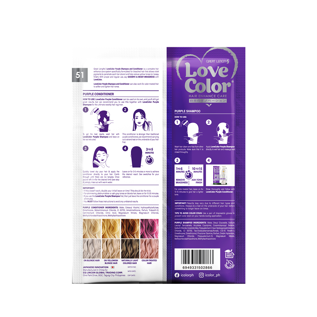 LoveColor Purple Shampoo 12ml + Purple Conditioner 18ml – Great