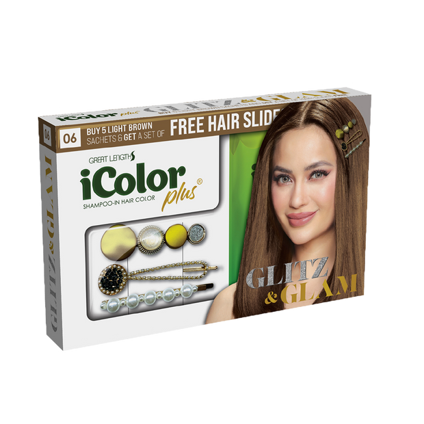 [Glitz & Glam Promo Pack] iColor Plus Shampoo-In Hair Color 30mL Per Sachet (5 Sachets + FREE Hair Slides)